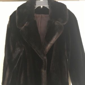 Never Worn Dark Brown Faux Fur Finger Tip Coat